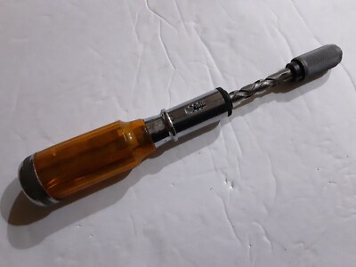 FULLER 8 1/4'''' RATCHET SCREWDRIVER W 6 Bits In Handle Japan BF Twist Drill