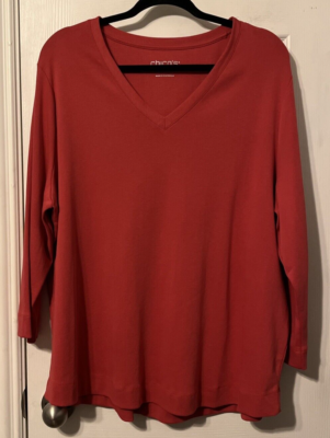 Chico's Ginger Rose Pima Everyday 3/4 Sleeve Knit Top Size 4(20/22
