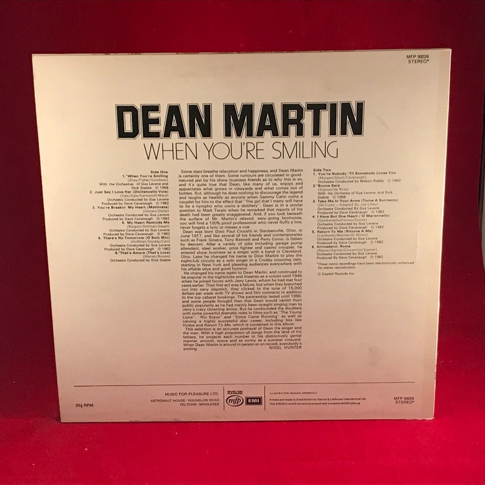 DEAN MARTIN When You're Smiling 1975 UK Vinyl LP record eBay