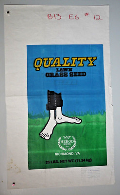 XX LARGE Vintage Paper Sack Bag, QUALITY LAWN SEED, HERON SEEND INC, RICHMOND 96