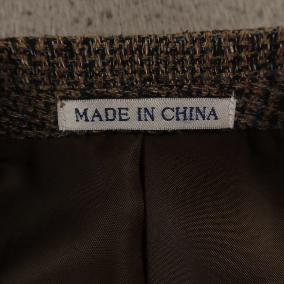 Tweed Jacket M MT Gray Prince of Wales Check Glen Plaid Silk Wool Blazer 42L - Image 3 of 4