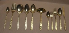 Stanley Roberts GOLDEN BOUQUET Gold Stainless Fork Knife Spoon Serving Pieces