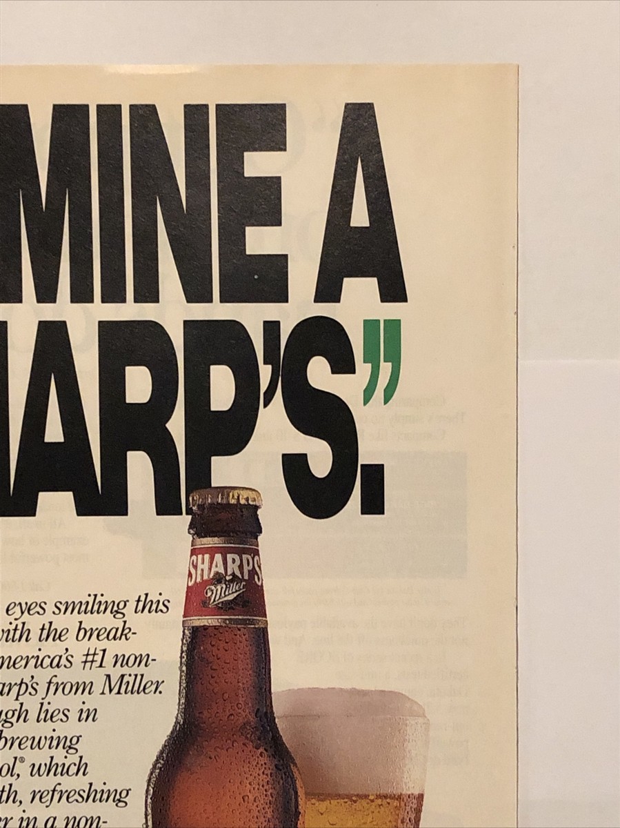 1992 Miller Sharps Non-Alcoholic Beer PRINT AD McMine St