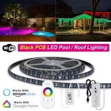 5~80M 60LEDs/M Black PCB IP68 Submersible 24V RGB LED Light Pond Swimming Pool