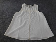 Banana Republic Womens Blouse small white pullover button laced top casual