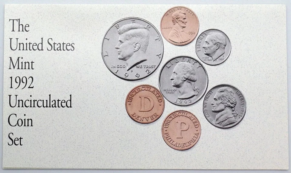 1992 P&D Mint Set Brilliant Uncirculated US with Envelope & COA (10 Coin Set) - Image 2 of 4