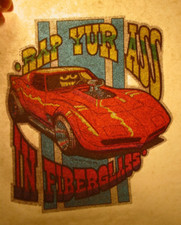 CHEVY CORVETTE VINTAGE 1970's MUSCLE CAR GLITTER IRON ON TRANSFER -NICE, B-25