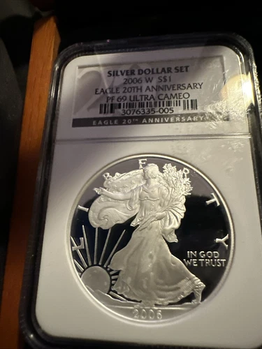 2006 W Silver Eagle S$1 20th Anniversary PF69 Ultra Cameo NGC