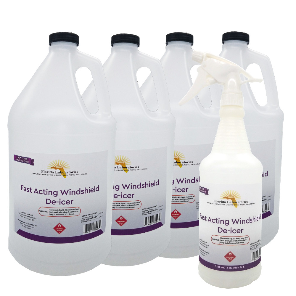 Fast Acting Windshield De-Icer - 1 Quart Spray Bottle w/ 4 G