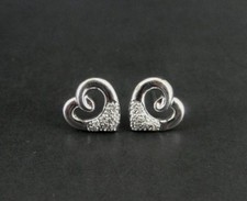 Hearts with Cubic Zirconia CZ Dainty Stud Sterling Silver Pierced EARRINGS