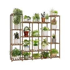 Bamworld Large Plant Stand Indoor Plant Shelf Outdoor Tall Wood Plant Holder ...