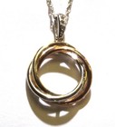 925 Sterling Silver 10k multi gold .05ct diamond circle pendant necklace 2.7g — photo 2