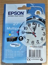 Image of GENUINE EPSON 27 Multipack all 3 colour Alarm Clock ink cartridges - boxed 2028