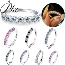 0.7CT D Color VVS1 Round Real Moissanite Ring 925 Sterling Silver Eternity Ring