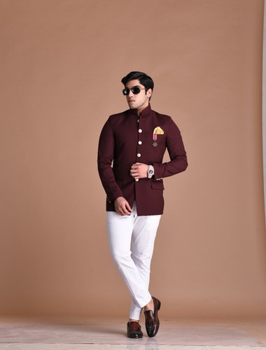 Wine Color Jodhpuri Bandhgala Designer 