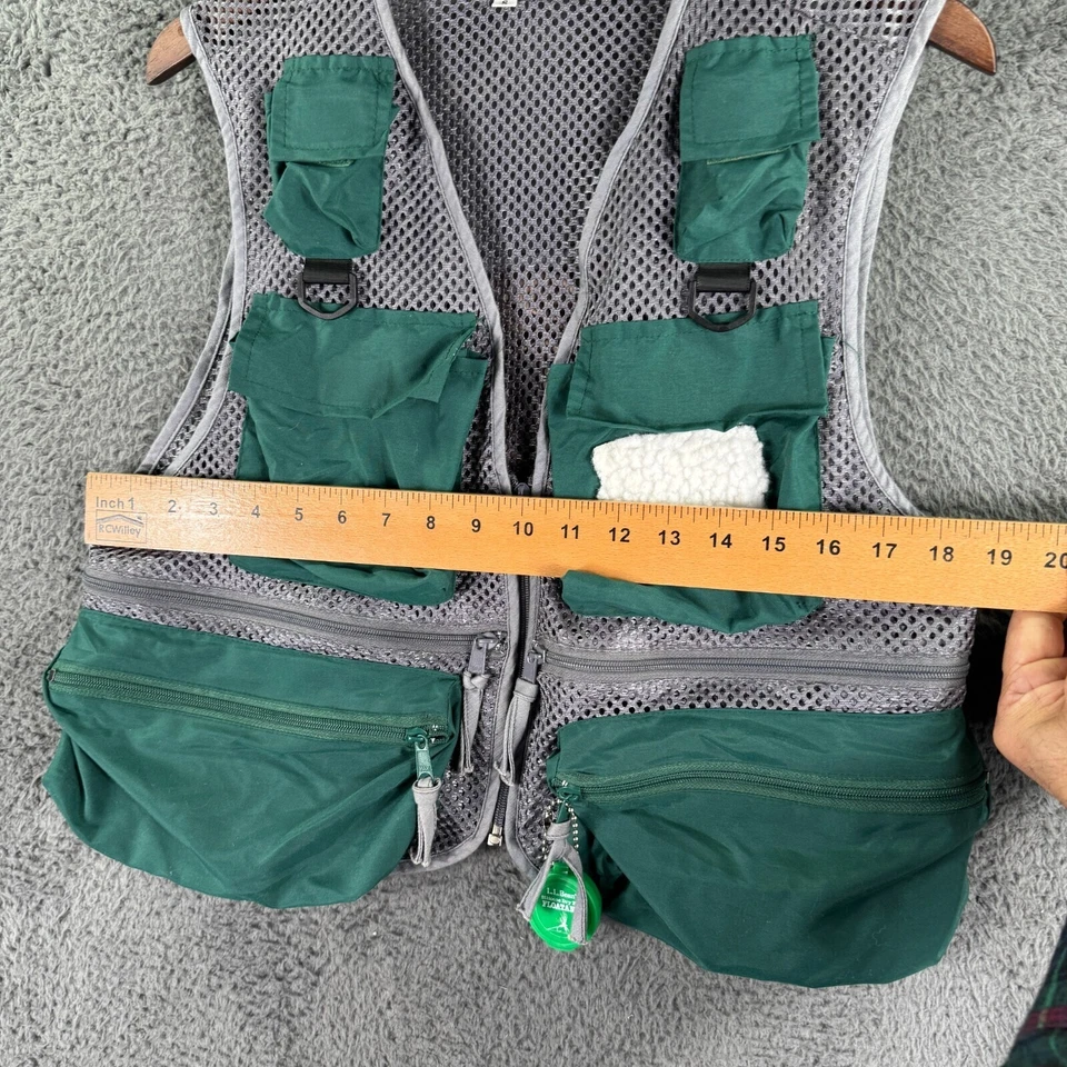 Vintage Timber Creek Fly Fishing Vest Men Small 6-Pocket Nylon Mesh Green Trout - Image 4 of 4