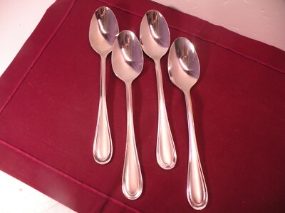 4 Cambridge Cordial Oval Soup Spoons Glossy outline Satin Center Stainless 8''