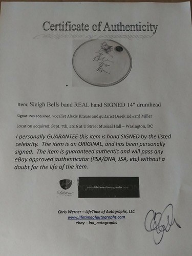 Sleigh Bells Signed Autographed Drum Head Alexis Krauss Derek E Miller RARE - Picture 3 of 3