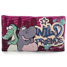 NICI Green Kissen Krokodil & Nilpferd 47981 - Wild Friends Kuschelkissen 43x25cm