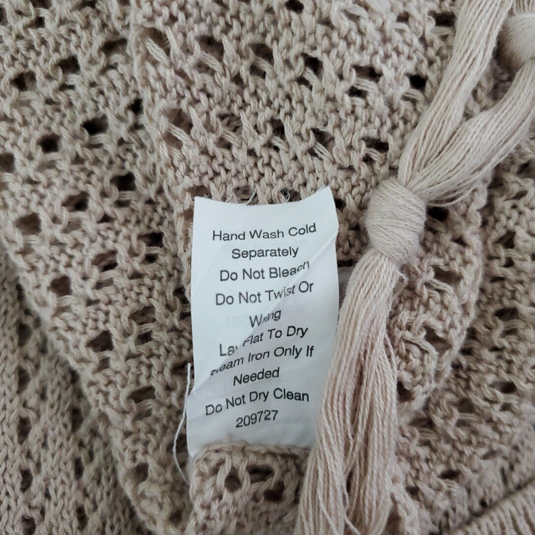 Cabi 292 Pullover Fling Fringe Crochet Sweater Medium VNeck 100