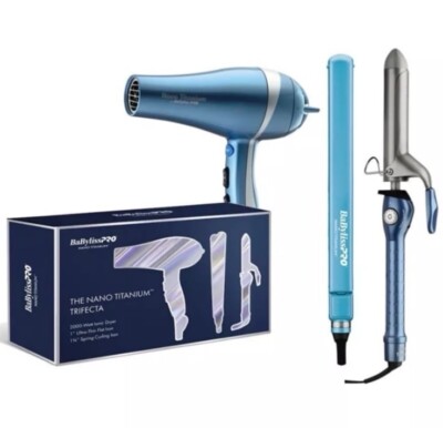 NEW Babyliss Pro The Nano Titanium Trifecta Set 
