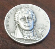 1965 Francis Scott Key .999 Fine Silver Round 24.9 grams Maryland MD MACO 