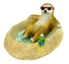 Erdmännchen Eddy Vogeltränke Gartenfigur 31 cm Meercat Tierfigur aus Kunstharz 