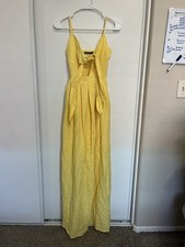 Boohoo Yellow Tie Front Maxi Dress Size 4