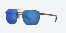 Costa Del Mar Wader Shiny Dark Gunmetal Frame Blue Mirror 580p Lens