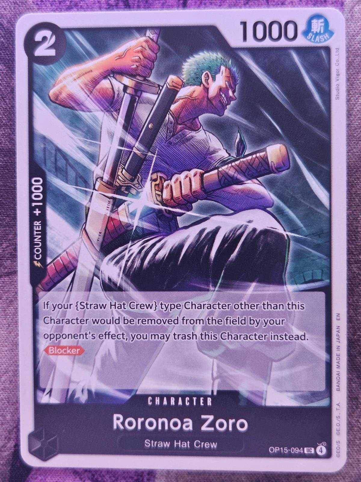 Roronoa Zoro OP15-094 Uncommon Adventure on Kami's Island One Piece Near Mint