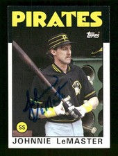 1986 Topps 289 Johnnie Lemaster signed auto autograph blue sharpie   ASC BXCP58
