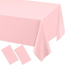 2 Pack Plastic Light Pink Tablecloths for Parties Disposable Table Covers 54" x