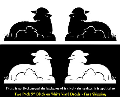 Sheep and Lamb Two Pack 5'' Vinyl Decals Car Truck Window Any Flat Surface