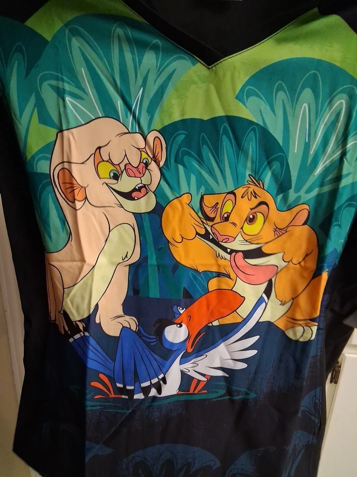 Lion King Cherokee Scrubs Tooniforms Disney Simba Nala V Neck Top NEW SMALL P12 - Image 2 of 4