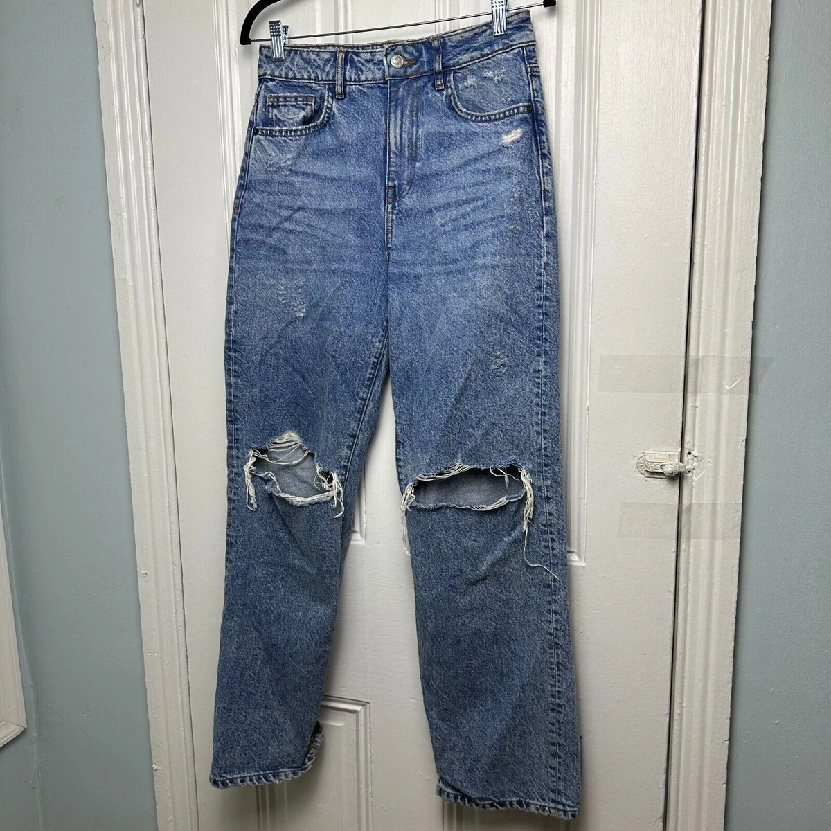 Jeans Forever 21 Premium para mujer 27 azul denim años 90 calce desgastado recto
