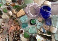 Genuine Beach Sea Glass - 1 and 1/2 pounds w/ Sea Marble Surf-tumbled Mendocino