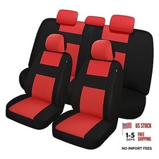 Seat Covers For Car Front Pair Breathable Cloth Front Car Full Set Blackred
