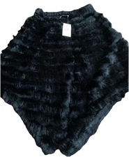 NWT Cejon Rabbit Fur Poncho - Size: Versatile $115