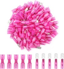 200 Pcs Male and Female Spade Connectors Red Heat Shrink Wire Terminals