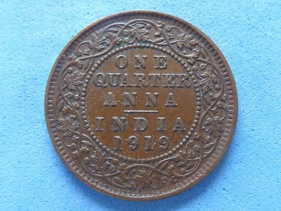 14) Indien, British George V 1/4 Anna 1919 schöne Erhaltung 3,50£