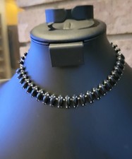 Statement Vintage Black Acrylic Beaded Choker Necklace