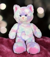 BUILD A BEAR Soft 17  Plush Stuffed Kitty Cat Pastel Rainbow Swirl Cotton Candy