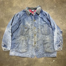 Vintage 60s 70s OshKosh Blue Faded Denim Chore Jacket 1960s 1970s True Vintage