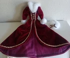Vintage Barbie 1996 Happy Holiday Fashion Burgundy Velvet Dress & Hat Set ONLY