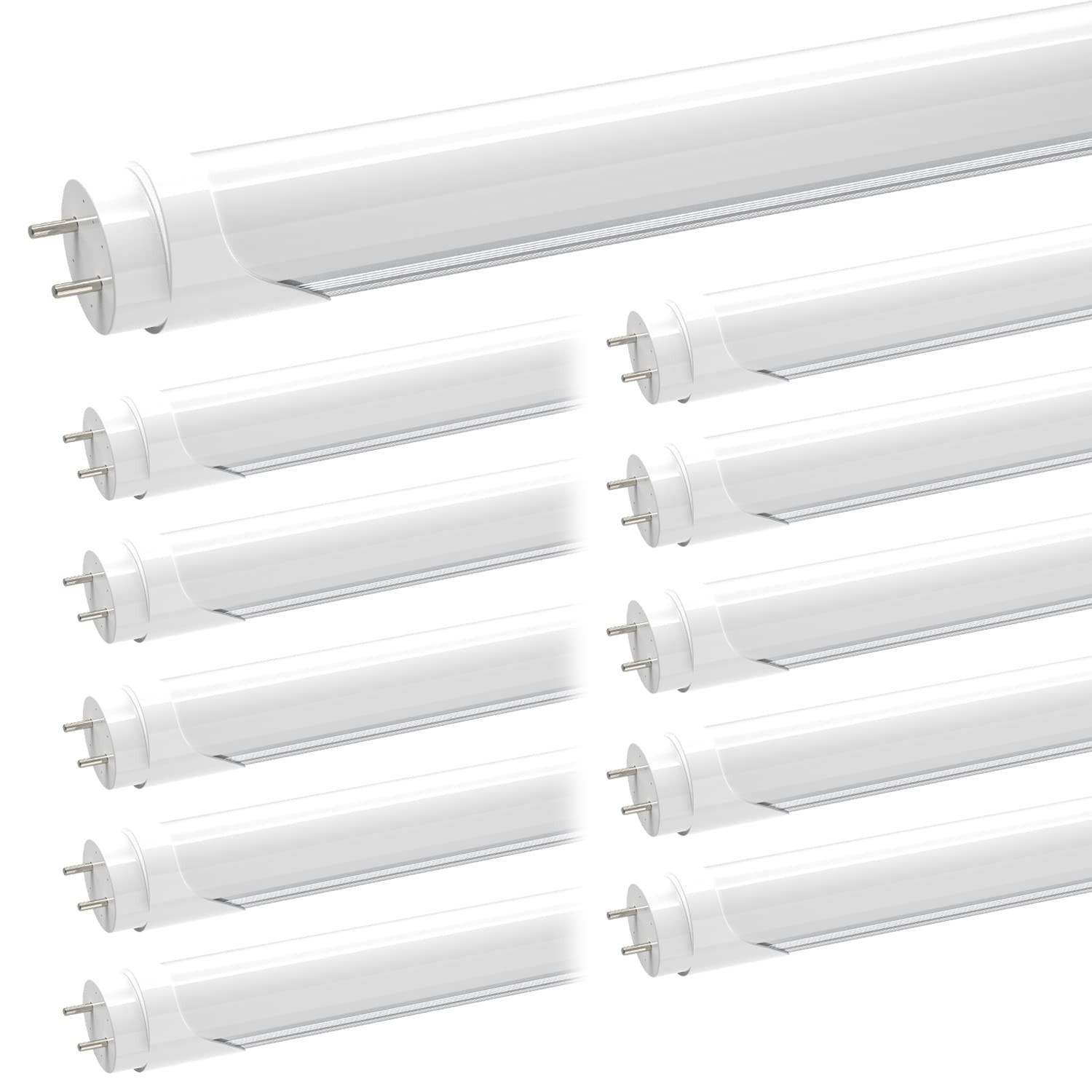 CNSUNWAY 10Pack Type A+B Tube Lights 4FT Tube Light LED 2400LM 6000K Plug & P...