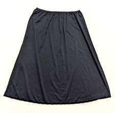 Shadowline Vintage Women's Slip Size 1X Black A-line Midi Hallf Skirt Nylon