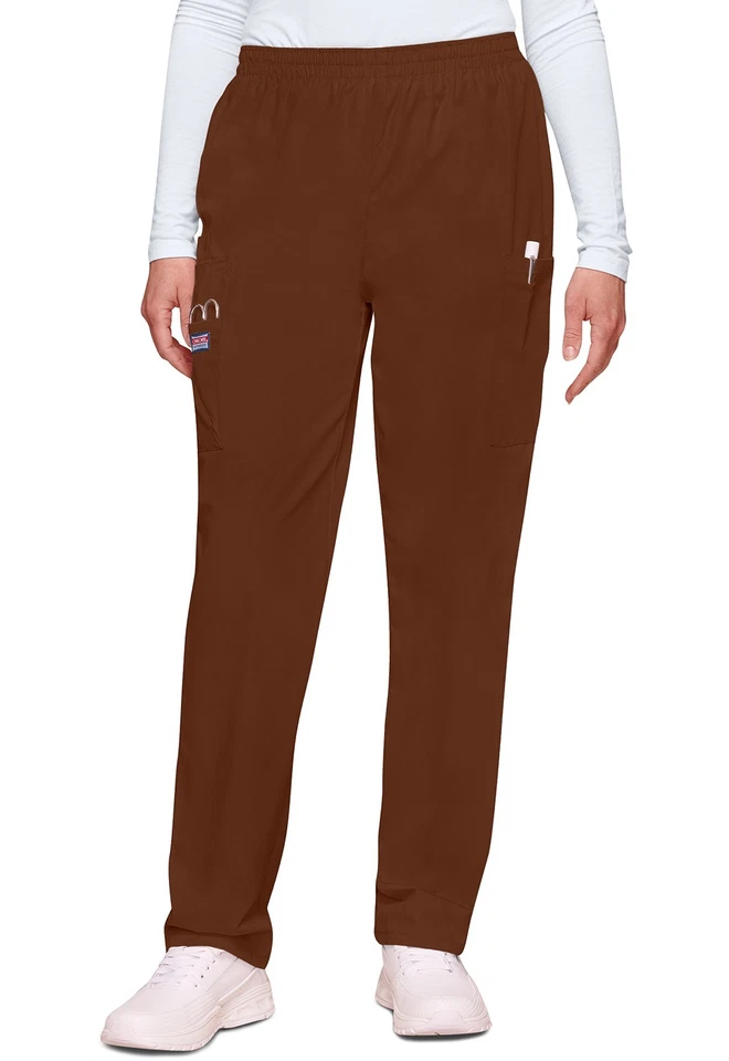 Pantalón Médico Cherokee Workwear Pull On Cargo 4200 Chocolate Cintura Elástica Pantalones Foto 4 de 4