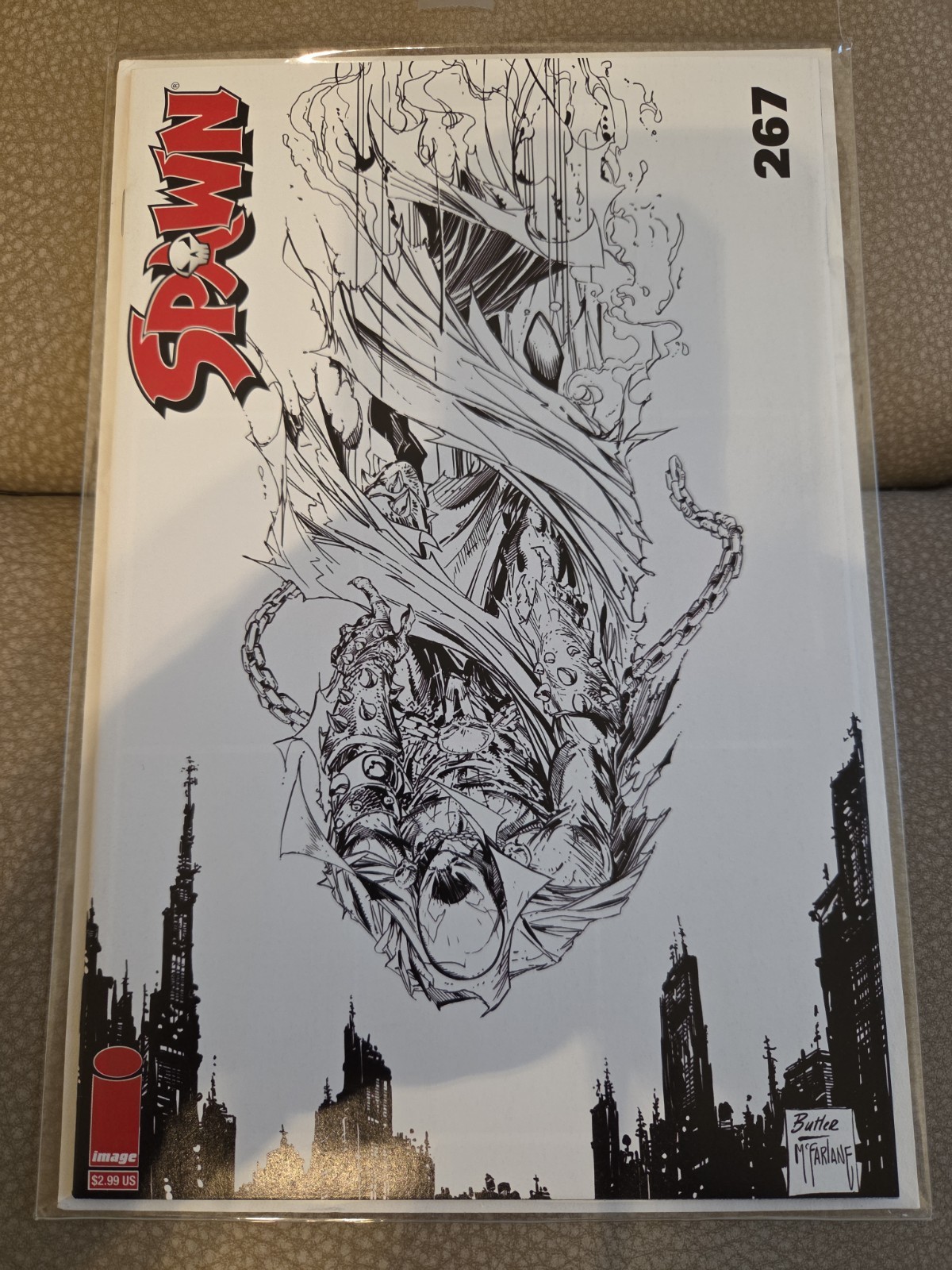 Spawn #267 Butler & McFarlane Sketch B&W Variant Image 2016 Low Print Run