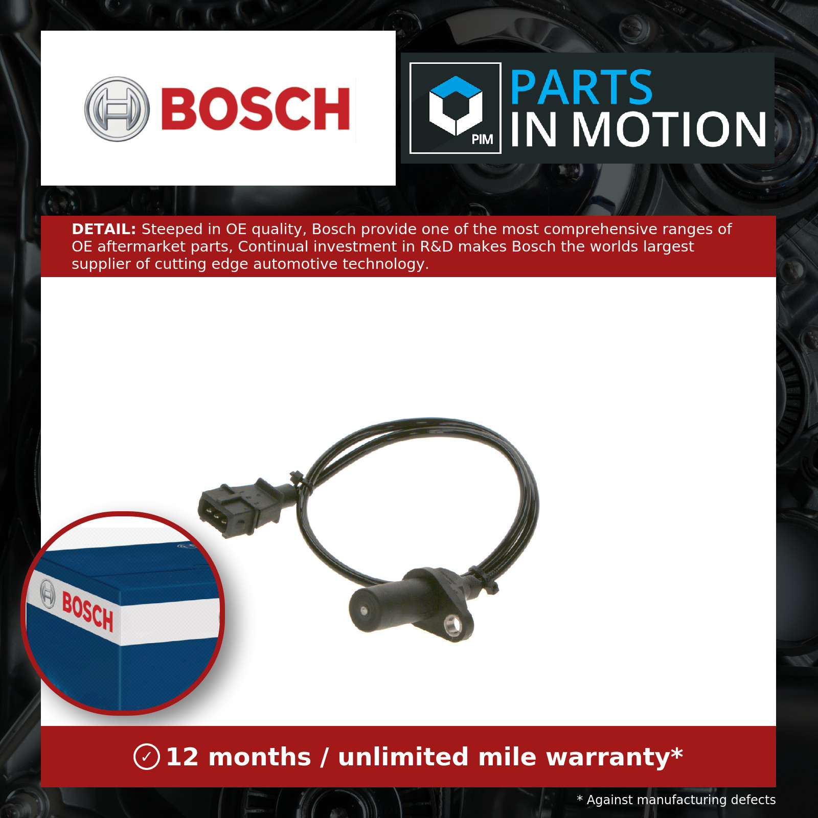 RPM / Crankshaft Sensor fits FIAT MAREA 185 1.2 98 to 02 182B2.000 Genuine Bosch - Image 2