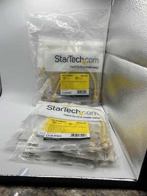 StarTech 1ft Yellow Cat6 Patch Cable W/Snagless RJ45 Connectors Short LOT OF 5